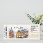 Bewerkbaar vliegticket Zweden, Zweden Trip Kaart (Staand voorkant)