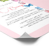 Bewerkbaar vlindervormig zwangerschapsbord poster (Hoek)