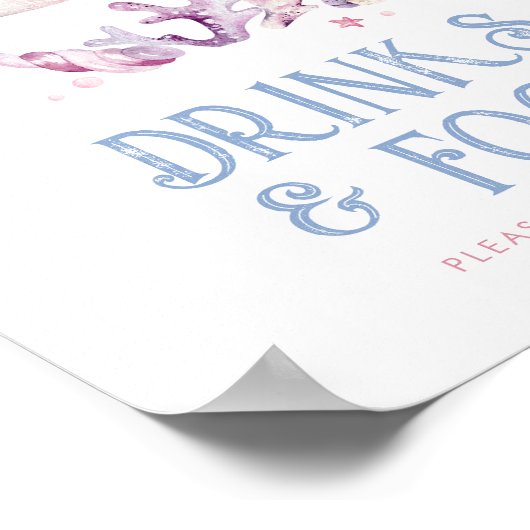 Bewerkbaar voedsel en Drinken Ocean Sign Poster (Hoek)