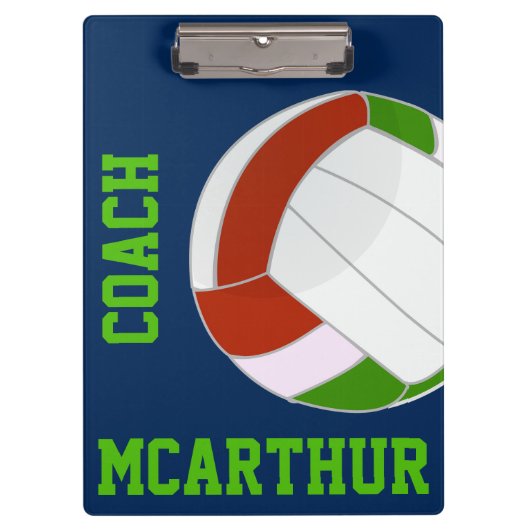 Bewerkbaar Volleybal Coach Klembord (Voorkant)