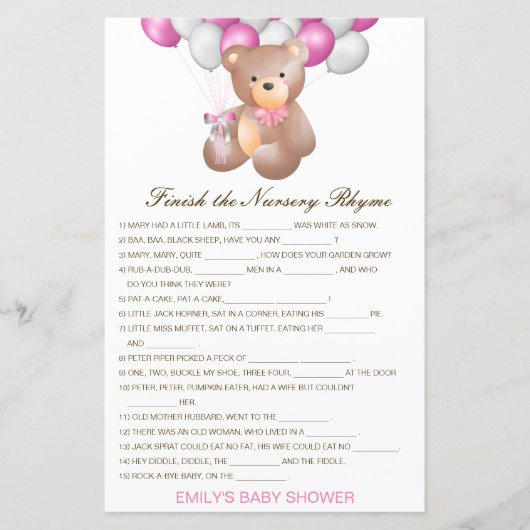 Bewerkbaar Voltooi het Nursery Rhyme met Antwoord (Voorkant)