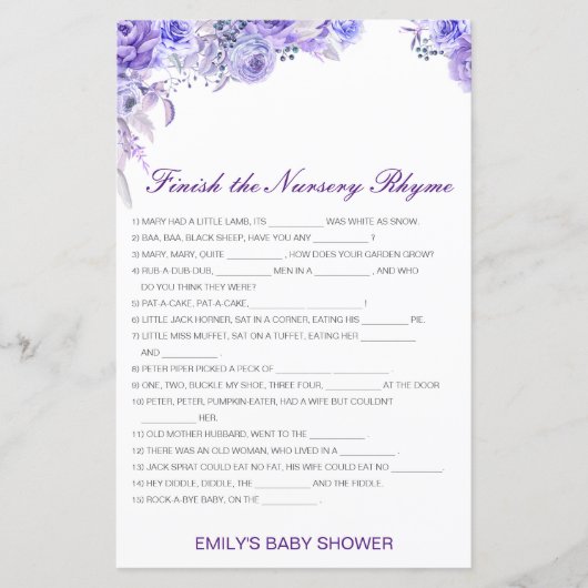 Bewerkbaar Voltooi het Nursery Rhyme met Antwoord (Voorkant)