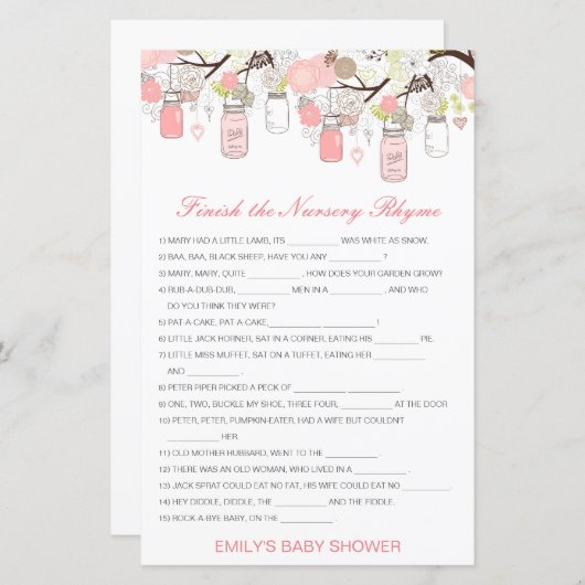 Bewerkbaar Voltooi het Nursery Rhyme met Antwoord (Voorkant / Achterkant)