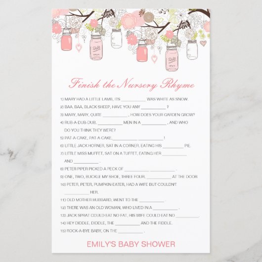 Bewerkbaar Voltooi het Nursery Rhyme met Antwoord (Voorkant)
