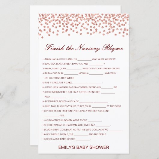 Bewerkbaar Voltooi het Nursery Rhyme met Antwoord (Voorkant / Achterkant)