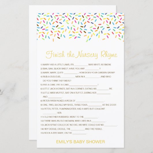 Bewerkbaar Voltooi het Nursery Rhyme met Antwoord (Voorkant / Achterkant)