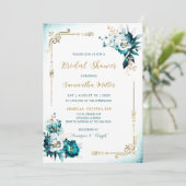 Bewerkbaar Vrijgezellenfeest Blauwgroen en Goud Kaart (Staand voorkant)