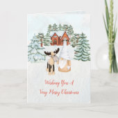 Bewerkbaar Vrolijk Kerstmis Gnoom Winter Wonderlan Feestdagen Kaart (Voorkant)