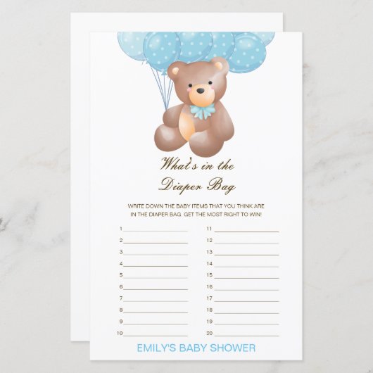 Bewerkbaar wat is er in de Dappere Bag Baby shower (Voorkant / Achterkant)