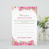 Bewerkbaar wat is er in het Bag Baby shower Game (Staand voorkant)