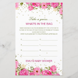 Bewerkbaar wat is er in het Bag Baby shower Game