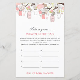 Bewerkbaar wat is er in het Bag Baby shower Game
