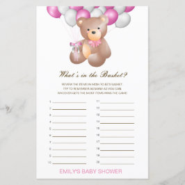 Bewerkbaar wat is er in het Basket Baby shower Gam