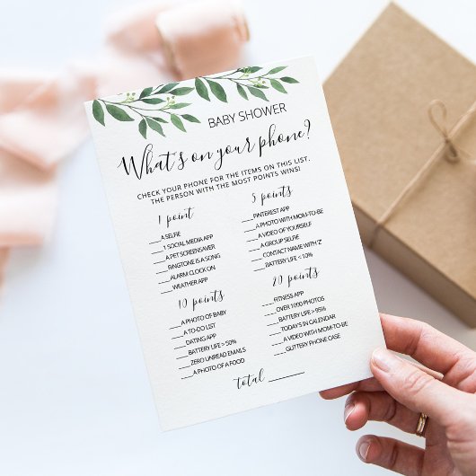 Bewerkbaar Wat is er op uw telefoon Baby shower Ka Kaart