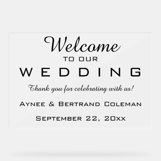 Bewerkbaar welkom acryl bord (Voorkant)