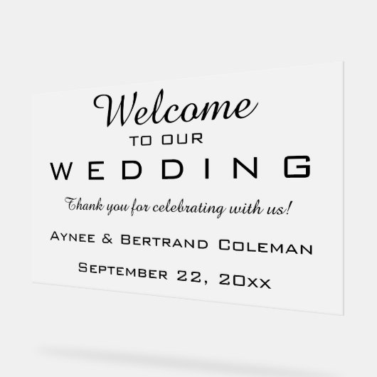 Bewerkbaar welkom acryl bord (Hoek)