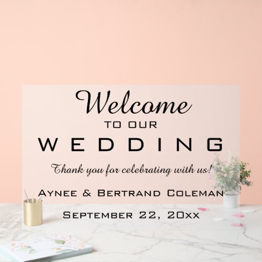 Bewerkbaar welkom acryl bord (Huwelijk)