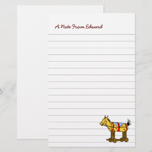 Bewerkbaar Western  Speelgoed Horse Briefpapier (Voorkant / Achterkant)