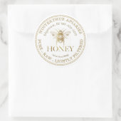 Bewerkbaar White Honey Jar Label met Gold Bee (Tas)