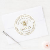 Bewerkbaar White Honey Jar Label met Gold Bee (Envelop)