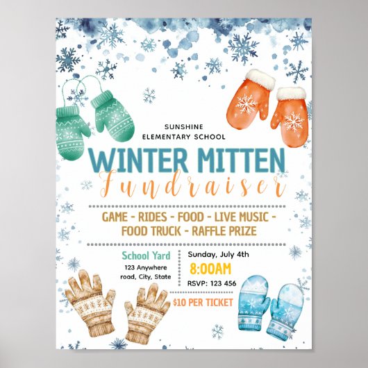 Bewerkbaar winter handschoen fondsenwervingsflyer poster (Voorkant)