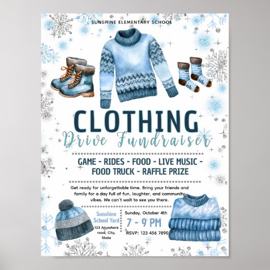 Bewerkbaar winterjas actie fundraiser flyer poster (Voorkant)