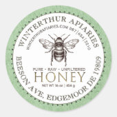 Bewerkbaar Wit Groen Kraft Honey Jar Bee Label (Voorkant)