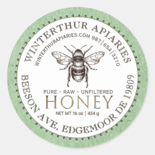 Bewerkbaar Wit Groen Kraft Honey Jar Bee Label