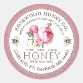 Bewerkbaar Wit Rose Kraft Honey Jar Bee Label (Voorkant)