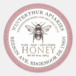 Bewerkbaar Wit Rose Kraft Honey Jar Bee Label