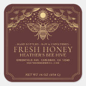 Bewerkbaar Witchy Tarot Honey Jar Honeybee Label (Voorkant)