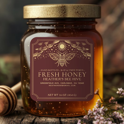Bewerkbaar Witchy Tarot Honey Jar Honeybee Label