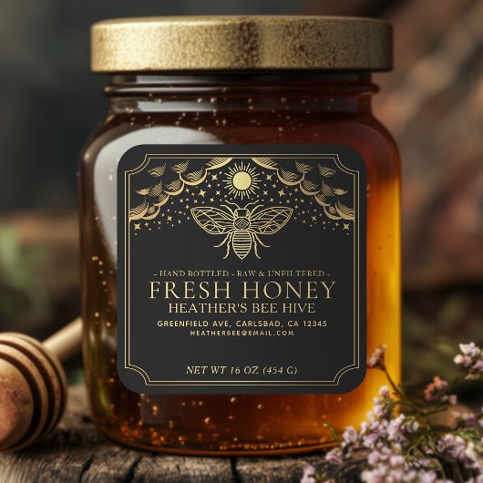 Bewerkbaar Witchy Tarot Honey Jar Honeybee Label