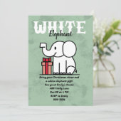 Bewerkbaar Witte Olifant Feest Aangepast Kaart (Staand voorkant)