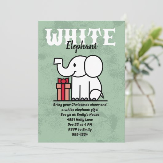 Bewerkbaar Witte Olifant Feest Custom Kaart (Staand voorkant)