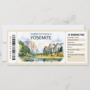 Bewerkbaar Yosemite Vliegticket, Yosemite Trip Kaart