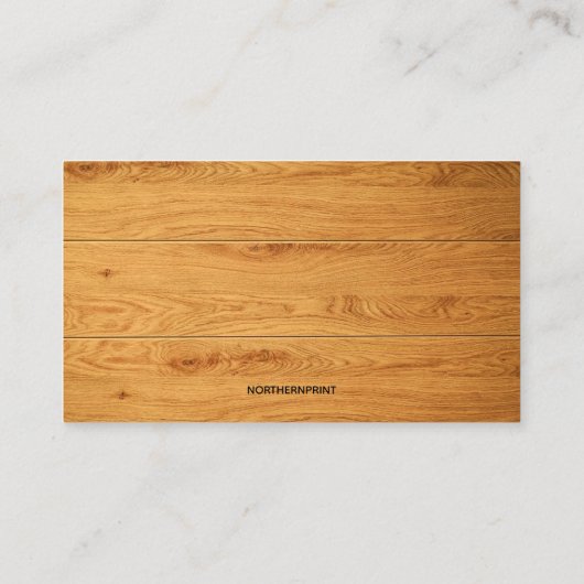 Bewerkbaar zaagblad op houttimmerwerk visitekaartje (Achterkant)