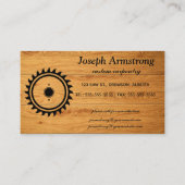 Bewerkbaar zaagblad op houttimmerwerk visitekaartje (Voorkant)