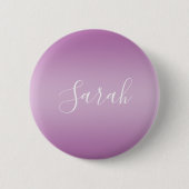 Bewerkbaar zacht mauve ombre- en witte tekstscript ronde button 5,7 cm (Voorkant)