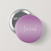 Bewerkbaar zacht mauve ombre- en witte tekstscript ronde button 5,7 cm (Voorkant /achterkant)
