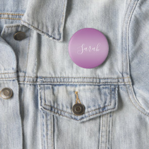 Bewerkbaar zacht mauve ombre- en witte tekstscript ronde button 5,7 cm