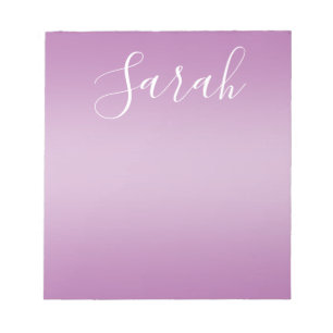 Bewerkbaar zacht mauve ombre & witte tekst script notitieblok