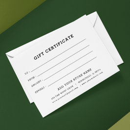 Bewerkbaar zakelijk cadeaubon met logo toevoegen