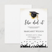 Bewerkbaar Ze deed het Afstuderen Uitnodiging (Voorkant / Achterkant)