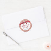 Bewerkbaar Zelfgemaakt met Love Red Bow en Gingham Ronde Sticker (Envelop)
