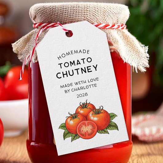 Bewerkbaar zelfgemaakt tomaat chutney label cadeaulabel