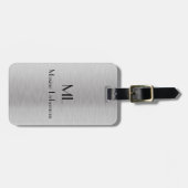 Bewerkbaar zilver geborsteld metallisch ontwerp bagagelabel (Voorkant horizontaal)