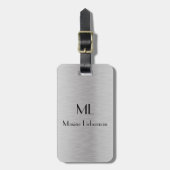Bewerkbaar zilver geborsteld metallisch ontwerp bagagelabel (Voorkant verticaal)