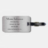 Bewerkbaar zilver geborsteld metallisch ontwerp bagagelabel (Achterkant horizontaal)