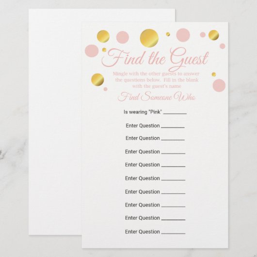 Bewerkbaar Zoek de game gastBaby shower (Voorkant / Achterkant)